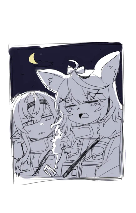 #絵まる
#しらぬえ
#hololive 

夜間パトロール出てきた二人 