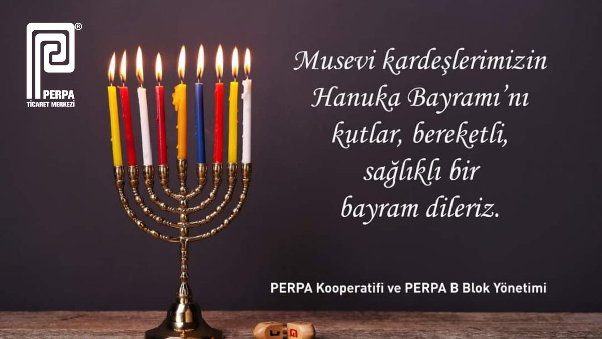 Musevi kardeşlerimizin Hanuka Bayramı’nı kutlar sevdikleriyle mutlu, huzurlu, bereketli, sağlıklı bir bayram geçirmelerini dileriz.

PERPA Kooperatifi ve PERPA B Blok Yönetimi

#hanuka #perpaticaretmerkezi