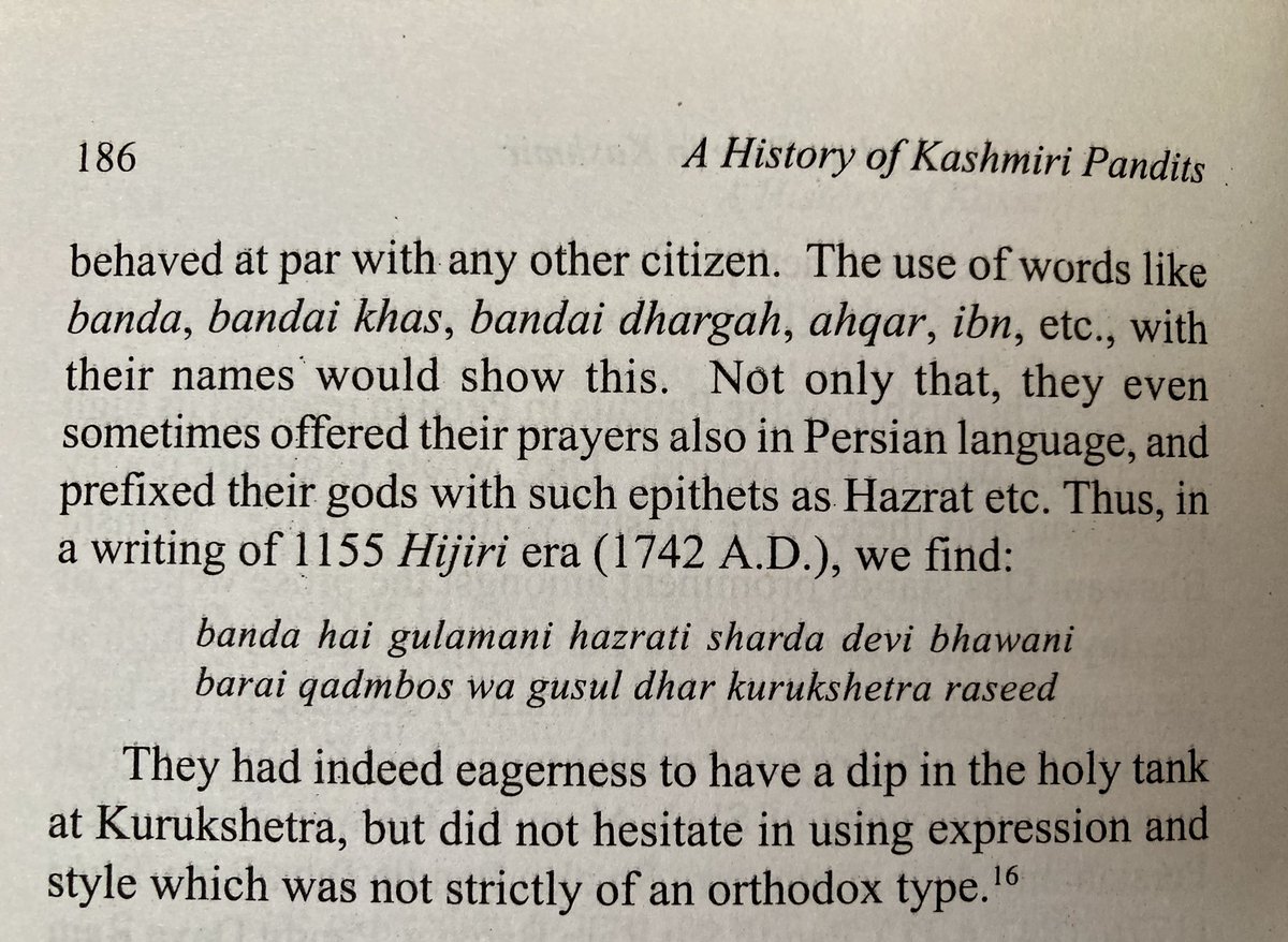 SrinagarGirl's tweet image. Kashmiri Pandits not only were masters in Sanskrit but were great scholars of Persian too.They were second only to Persians themselves. Whether during the Shahmiri or Mughal or Afghan rule,none matched their competence in languages.And absolutely unbiased. Here’s a tiny excerpt: