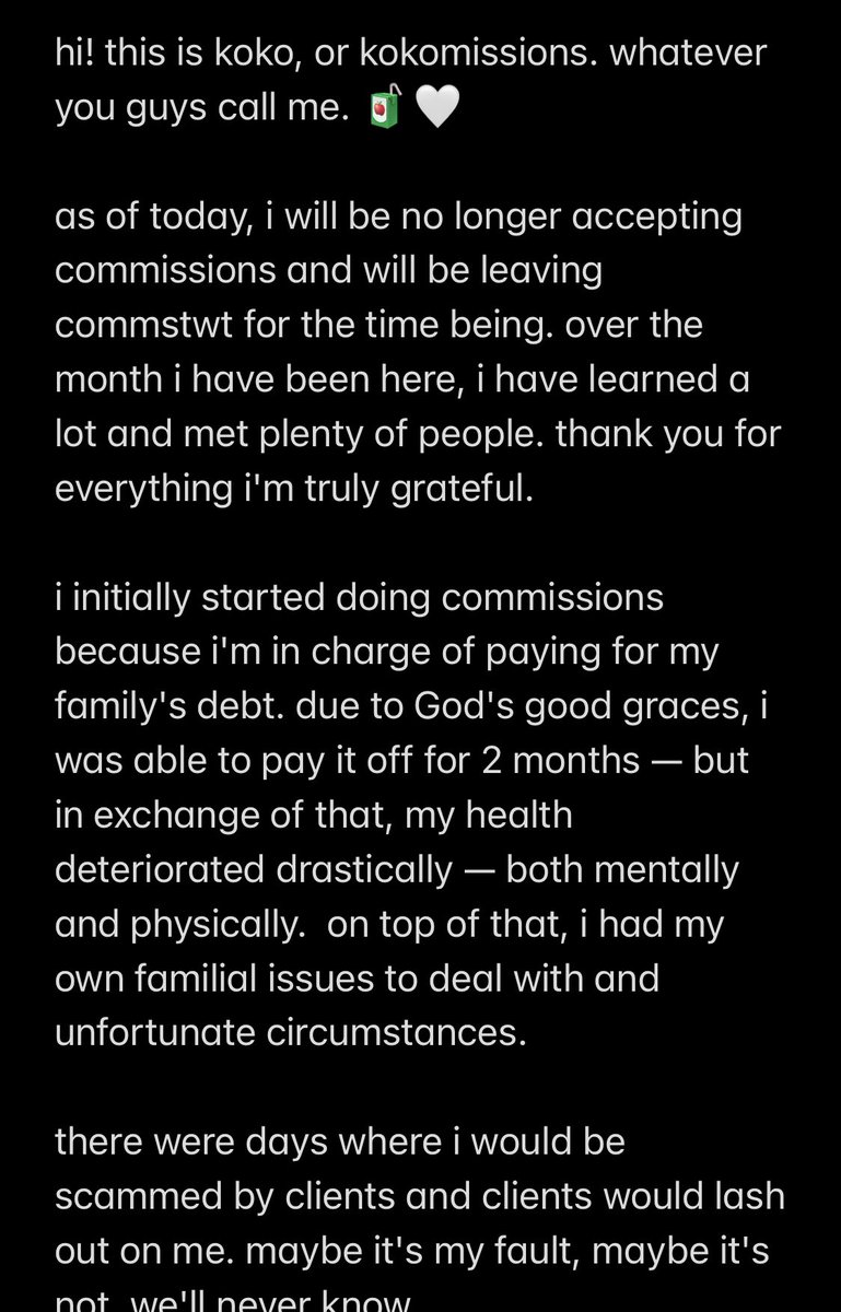 kokomissions's tweet photo. notes apology yarn ⁉️ dejk. thank you commstwt, it's been a fun ride. https://t.co/Om3uiq7Wlx