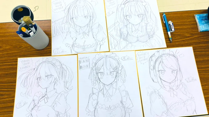 ホロケットおつかれさまでしたー!

今日は会場でFANBOXの色紙5枚描きました!(?) 