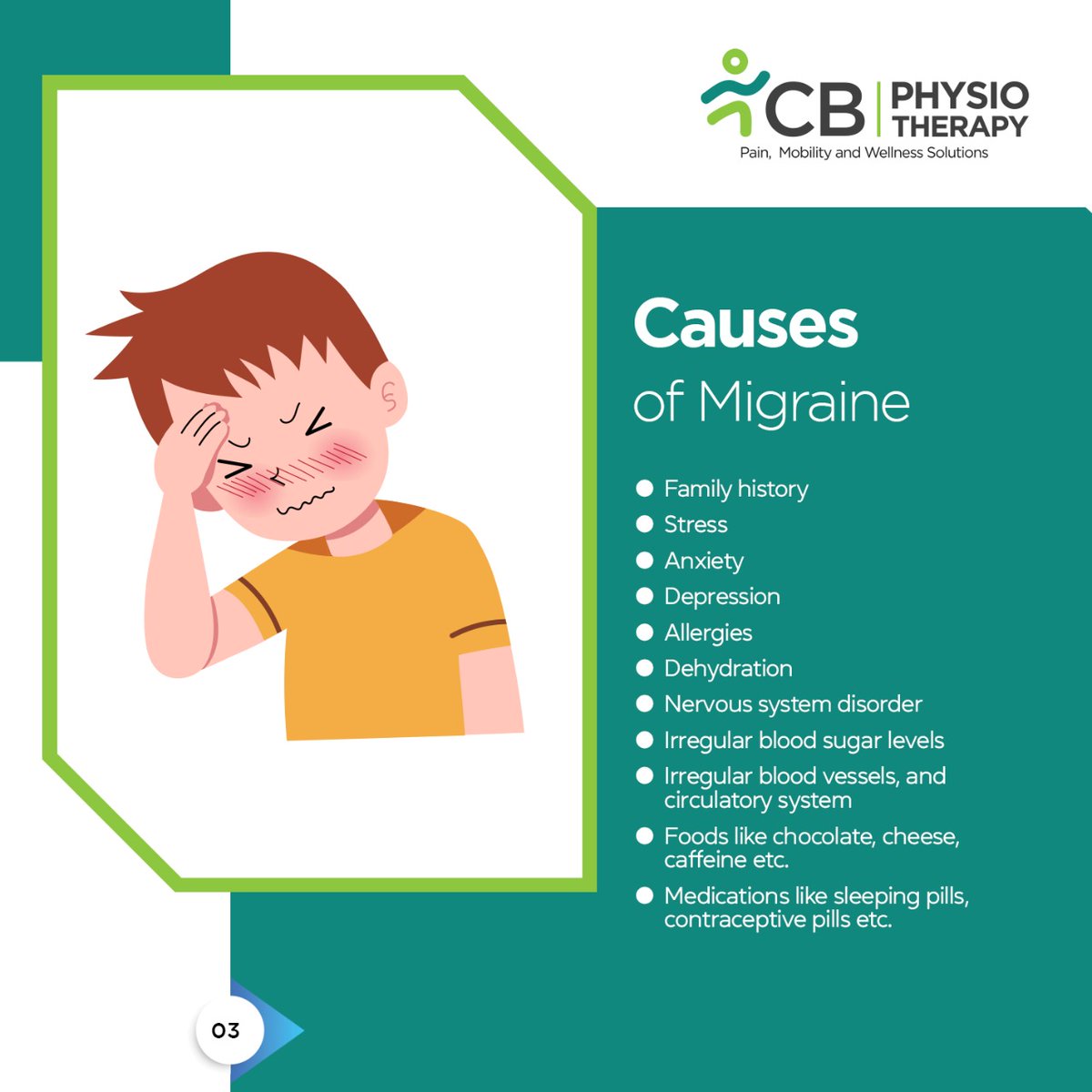 CBPhysioAH's tweet photo. A migraine is a headache that can cause severe throbbing pain or a pulsing sensation, usually on one side of the head.
Know more about it below!!
#migraines #headache #CBPhysiotherapy #prodrome #aura #attack #pain #shootingpain #physiotherapy #physicaltherapy https://t.co/y3Vk3IZ363