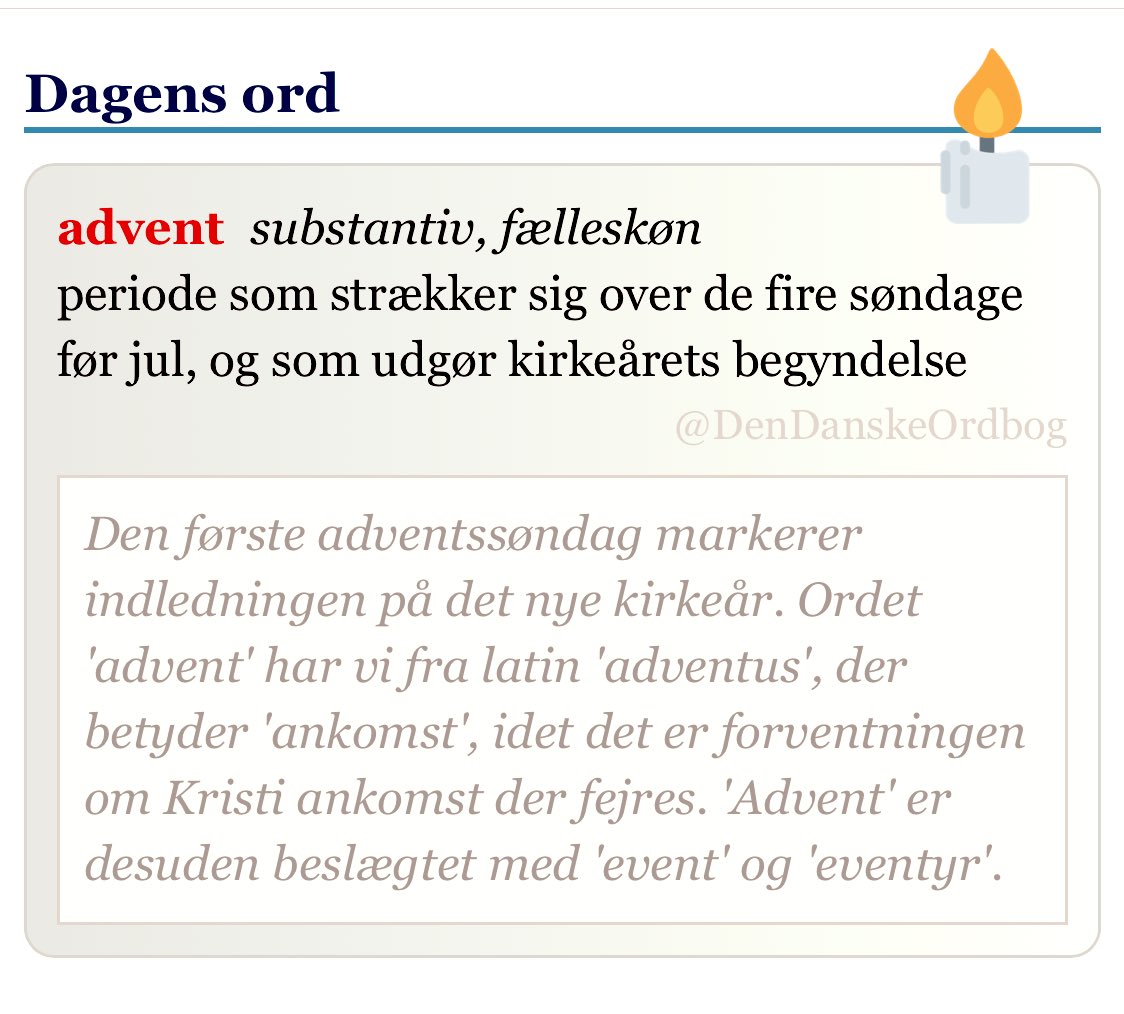 DenDanskeOrdbog's tweet photo. #kirkeåret #ankomst #etymologi #dkjul #dagensord #dksprog
https://t.co/vnqhv6UJIl https://t.co/7MupYfdVoE