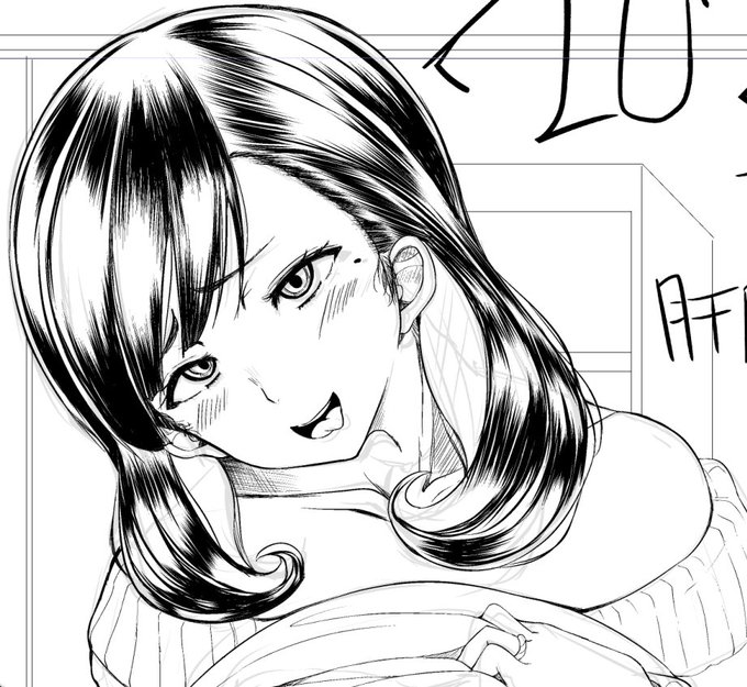 商業一枚絵の途中。ニットワンピを久々に着てみた元ギャルの人妻。 