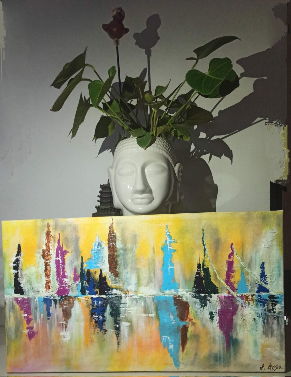 avikoart's tweet photo. Abstract art is the compiling random thoughts in colourful manner.
Name:City on river bank
17"X30"
Acrylic by palette knife
#avikoart #pune #maharashtra #jodhpur #rajasthan #abstract #artforsale  #painting #selftaught #thought #gallery #artist #acrylic #modernart #decor #interior https://t.co/MLKkD1WRte