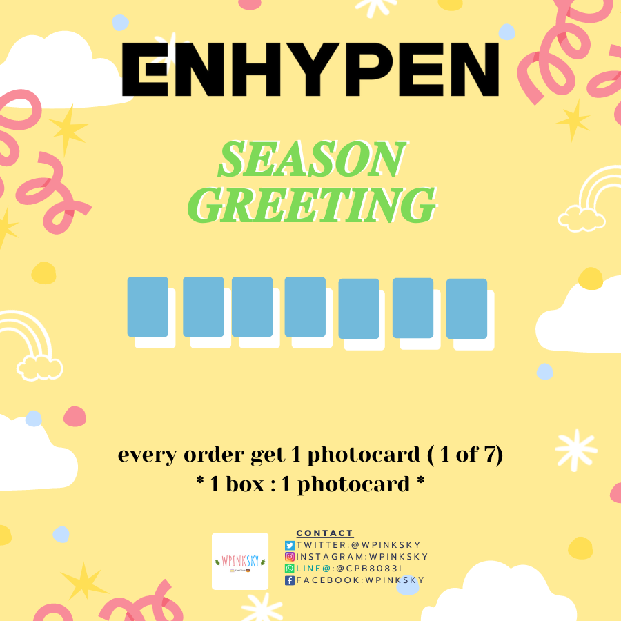 WPinksky's tweet photo. pre-order ENHYPEN 𝑺𝑬𝑨𝑺𝑶𝑵 𝑮𝑹𝑬𝑬𝑻𝑰𝑵𝑮

🎁1490฿ (มัดจำ 800฿)
✅รับคนละครึ่ง(ย้ายโลมาหาร้าน)
📦มีบริการแกะ/ไม่แกะ เรียงคิวตามการโอน #WP_STUFF
🛒สั่งซื้อ/รายละเอียด https://t.co/VvM8Ccdxv4

#ตลาดนัดenhypen #ตลาดนัดengene
#ตลาดนัดเอนไฮเพน #ตลาดนัดเอนจีน https://t.co/CjO4QFeCCx