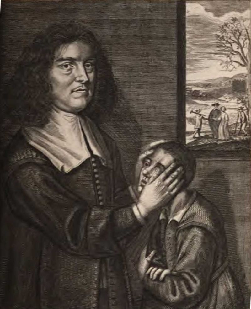 lorraineelizab6's tweet photo. Valentine Greatrakes (14 Feb 1628 #Affane Co #Waterford-28 Nov 1683). "Greatorex"/"The Stroker"! Toured England 1666; said he could cure people by the laying on of hands. Summoned to Whitehall by Charles II! Then went back to farming. Mentioned in Ulysses! https://t.co/Ov3S4m9RBj https://t.co/3yDIBSlLYL