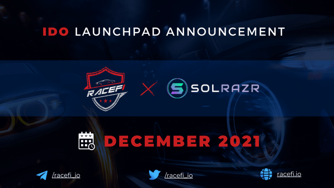 diago989's tweet photo. Join RaceFi IDO Whitelist on SolRazr from 23rd Nov to 26th Nov! https://t.co/jD24b4SdML #RaceFi #SolRazr #RaceFi_IDO #IDOWhitelist https://t.co/11rlKYAuuq