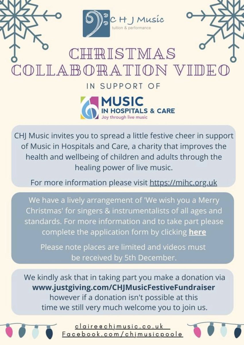 CHJMusic's tweet photo. We’ve had the first few videos in and they are FAB! We’ve also seen lots of decorations going up this w/e so it’s the perfect time to join in!

Here’s a shot of last years and this year we have vocals too so do join us for a festive sing song! 

Sign up https://t.co/xY0yHQ62cC https://t.co/WYoi898wX0