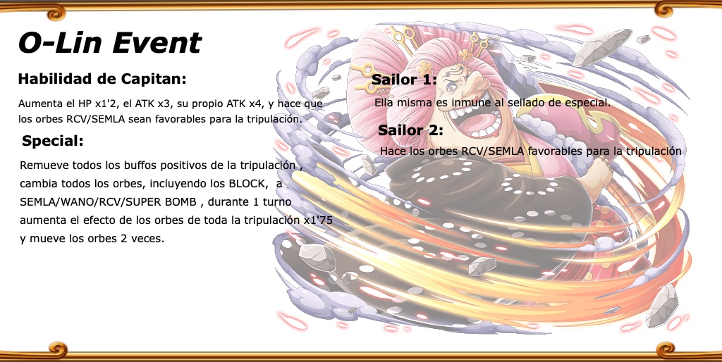 OnePiece_Art_Es's tweet photo. 📜INFORMACIÓN O-LIN EVENT📜
#TreCru #OPTC #OPTCJP https://t.co/5ah7POLiBK