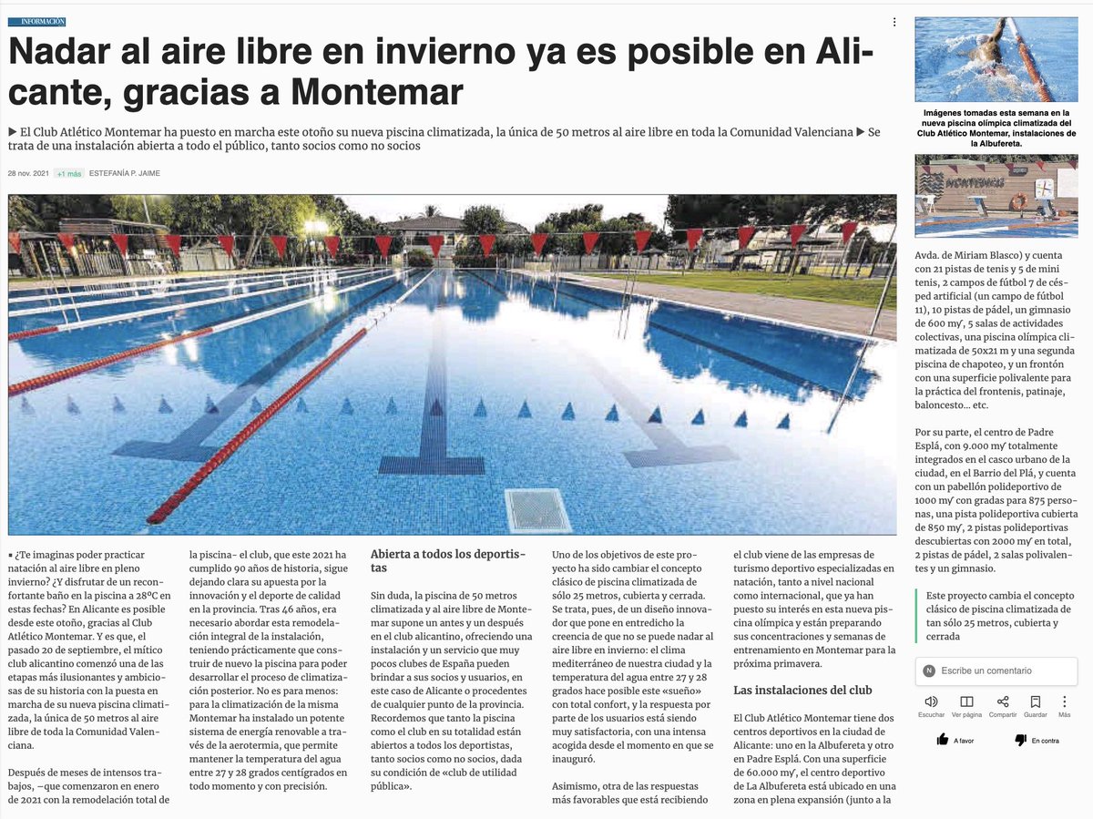 Hoy nuestros amigos del Diario Información se han hecho eco de nuestra piscina y han publicado una noticia dentro de sus páginas de hoy.