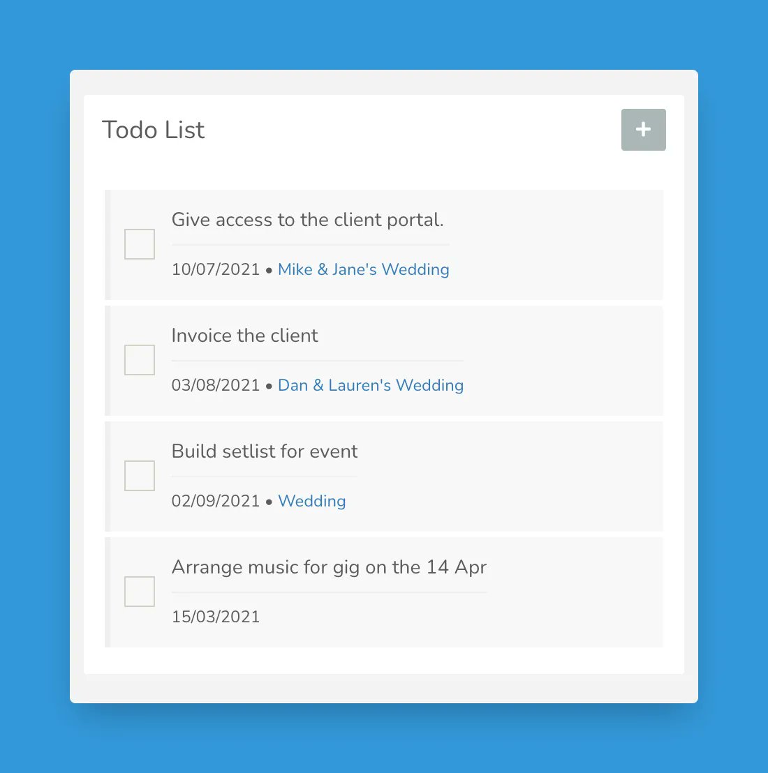Band Pencil has a built in todo list manager so you never forget to complete pre-event tasks. #freelancemusician