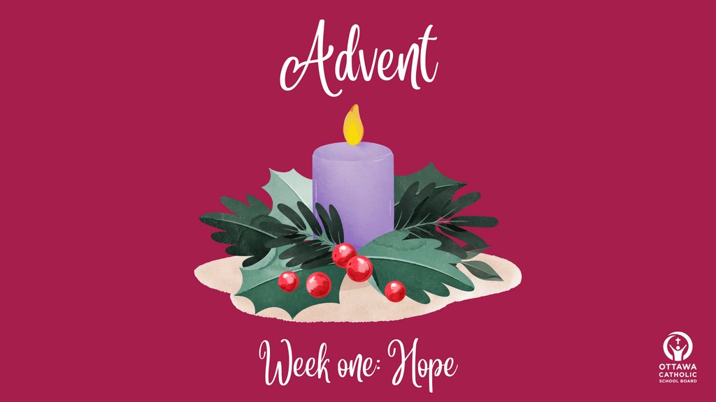 Today marks the first Sunday of #Advent.🕯️ We light the first candle, which symbolizes hope. #ocsbAdvent #ocsbFaith #ocsbBeCommunity