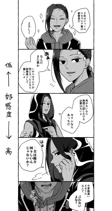 ちょっとめんどくさい、回りくどい性格のジャミさんと男前カ君と熱砂二人を描いてたいアカウントです 