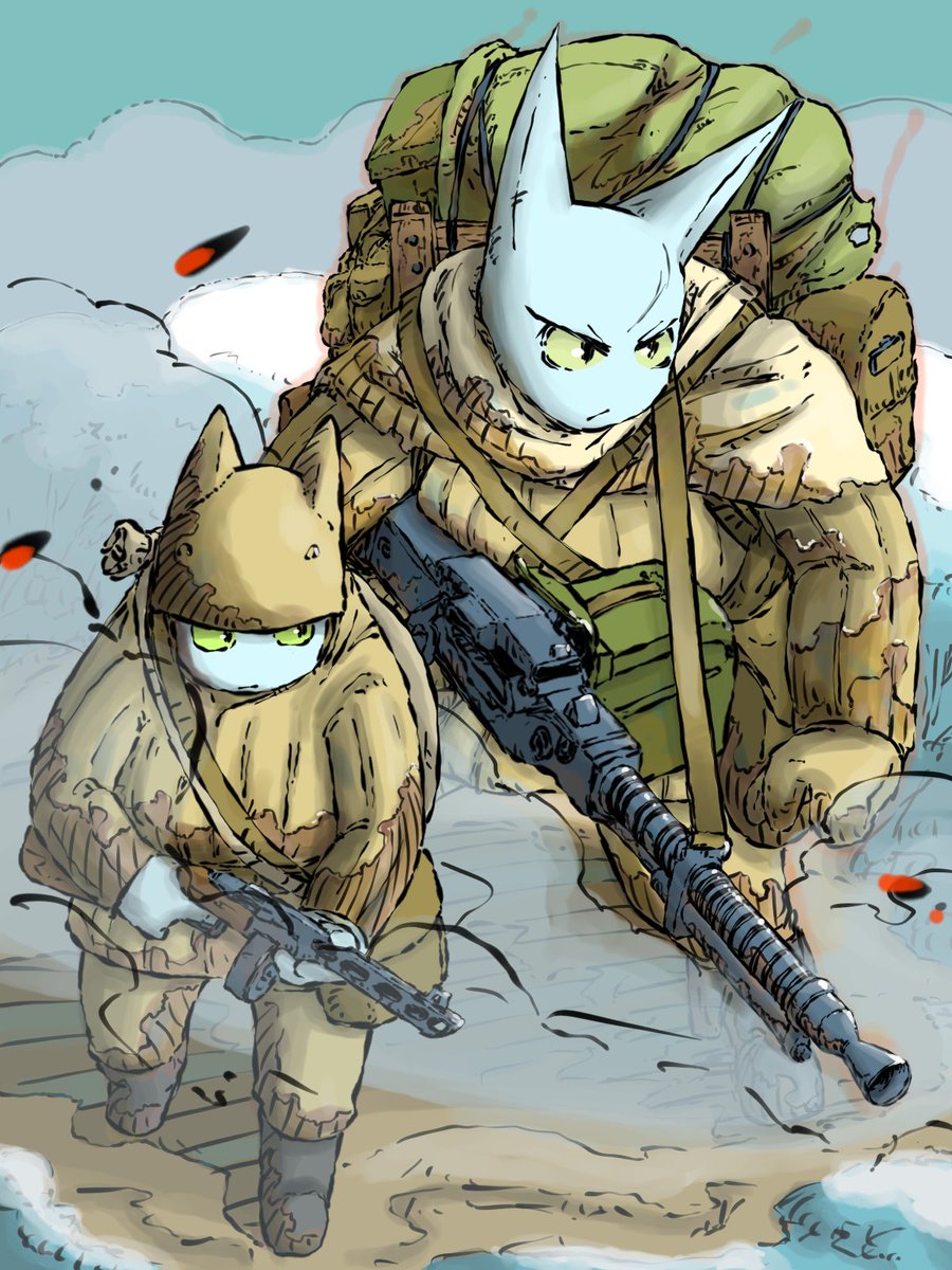 バックパッカー Dshk 38重機関銃 男女平等なので怪力ならば怪力なりの活躍 ヤバーンのイラスト バックパッカー Dshk 38重機関銃 男女平等なので怪力ならば怪力なりの活躍 ヤバーンのイラスト