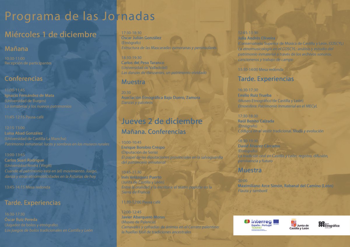 patrimoniojcyl's tweet photo. El 1 y 2 de diciembre se celebran las II Jornadas técnicas TERPAT de Creadores, protagonistas y portadores del Patrimonio Cultural Inmaterial en el @Muset_CyL #Zamora, promovido por @patrimoniojcyl en el marco del POCTEP 2014-2020⁣
⁣
ℹ https://t.co/LLxAldVoz2 https://t.co/JFmztuisQx