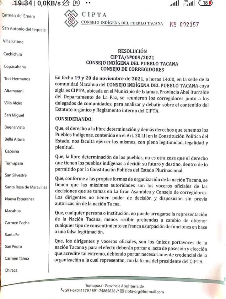CuquiRuth's tweet photo. #Bolivia La cooptación de Org.Indígenas por gob. de @LuchoXBolivia induce al CIPTA, que firmó convenio con #ENDE p/imponer Proy. #Chepete-Bala, criminalizar la defensa de 6 territorios indígenas afectados, calificándola de ilegal. #AcuerdoDeEscazú @CIVICUSalliance @DESCA_CIDH https://t.co/xb7gwljotZ
