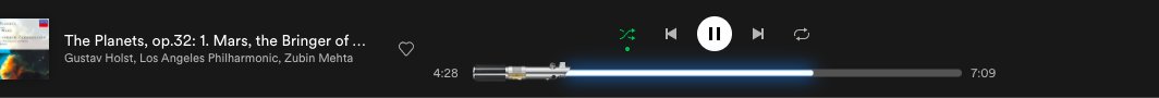 GoddamitDarling's tweet photo. So tell me other people can see the #lightsaber bar on Spotify?? Cool. https://t.co/8GAqLXJdiE