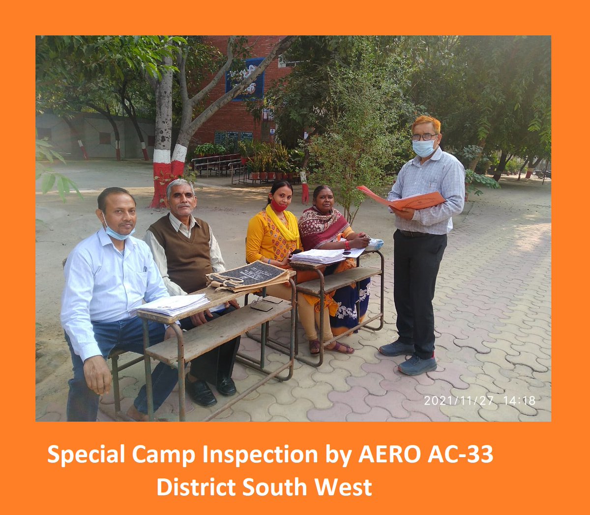 DMSouthWest1's tweet photo. Inspection of Special Camp held on 27.11.2021 & 28.11.2021
by AEROs AC-31, AC-32, AC-33, AC-34,SW#SSR-2022. @CeodelhiOffice
Election Commission of India
#ceodelhioffice #specialcamp #delhi #DEOs #ssr2022 #specialsummaryrevision2022 #camp #awareness #doregister #voterlist https://t.co/PVSGGYaY0C