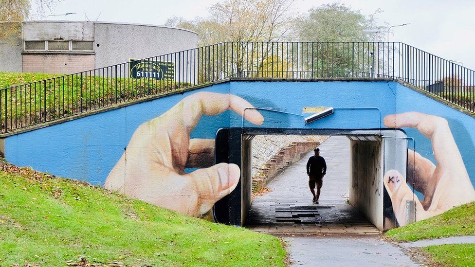 Underpass mural in Glenrothes. (2021) Pic: Rachel Webster.