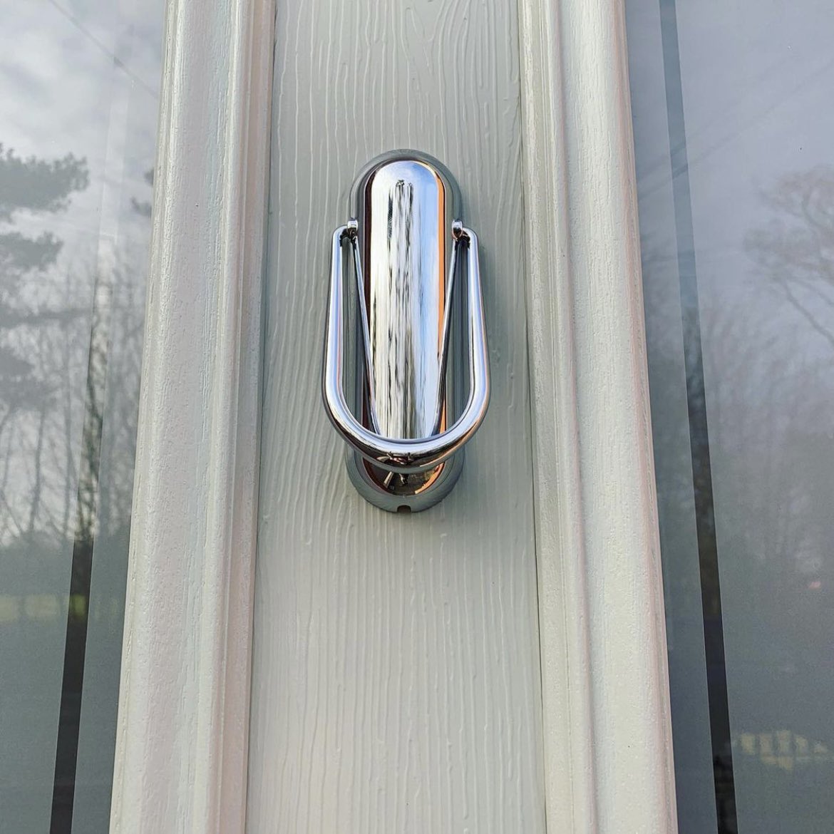 Chrome and cream. 
Handle and letterplate. 

Stunning, simple, sweet. 

#SweetDoorFurniture