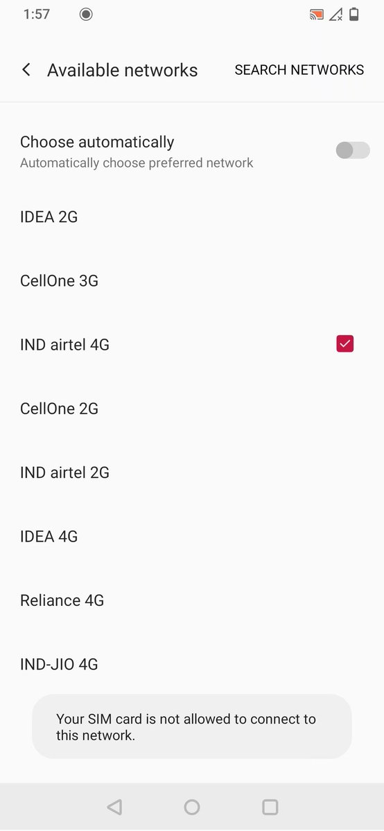 umesh234's tweet photo. @Airtel_Presence @airtelindia 
Hi, What the hell is wrong with your company. I am not able to connect to network. Getting an error message that "your sim card is not allowed to connect to this network ". Why so?? https://t.co/lRIakapXSe