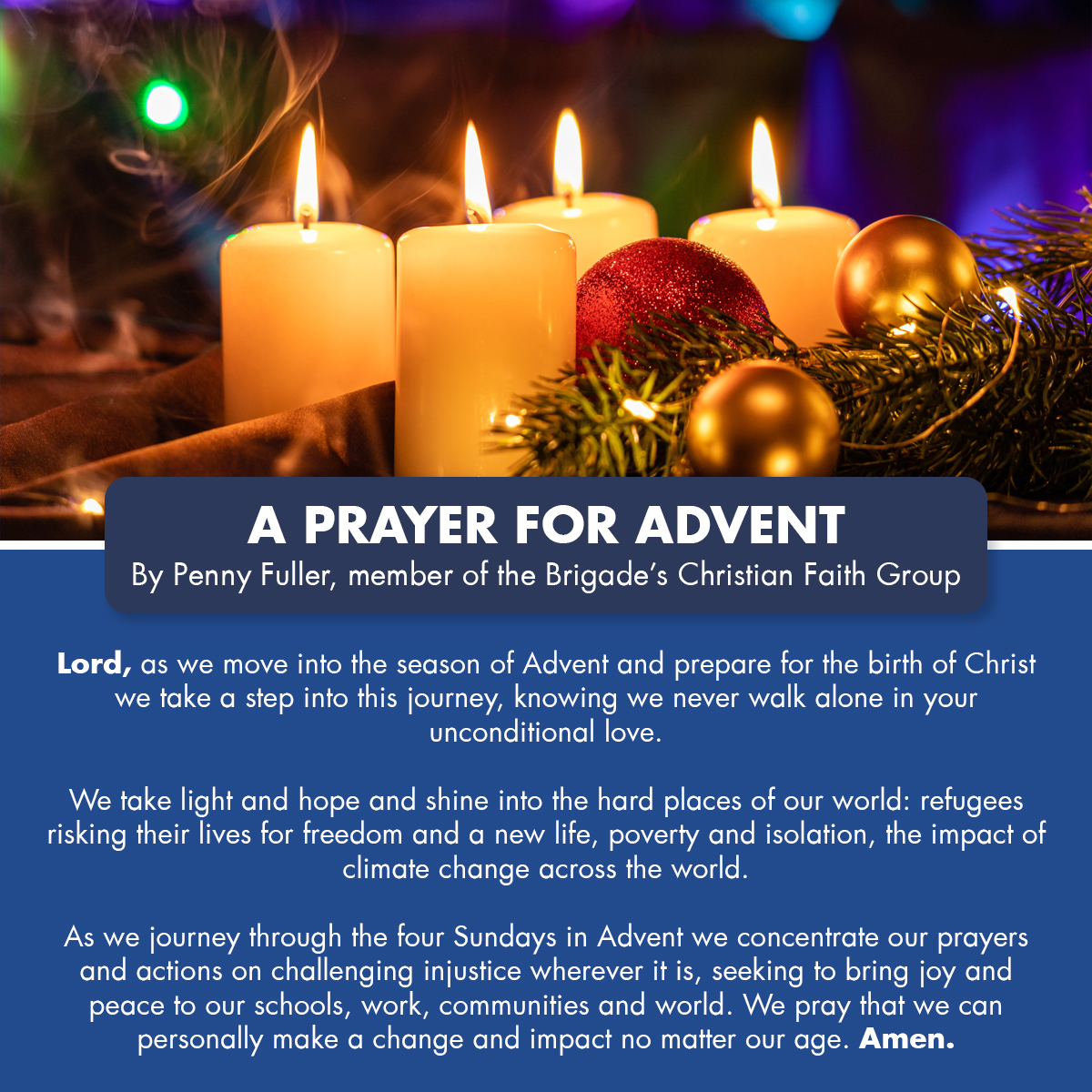 As we move into the season of Advent we share a prayer by Penny Fuller, a member of the Brigade's Christian Faith Group 🙏 #BoysBrigade #Advent