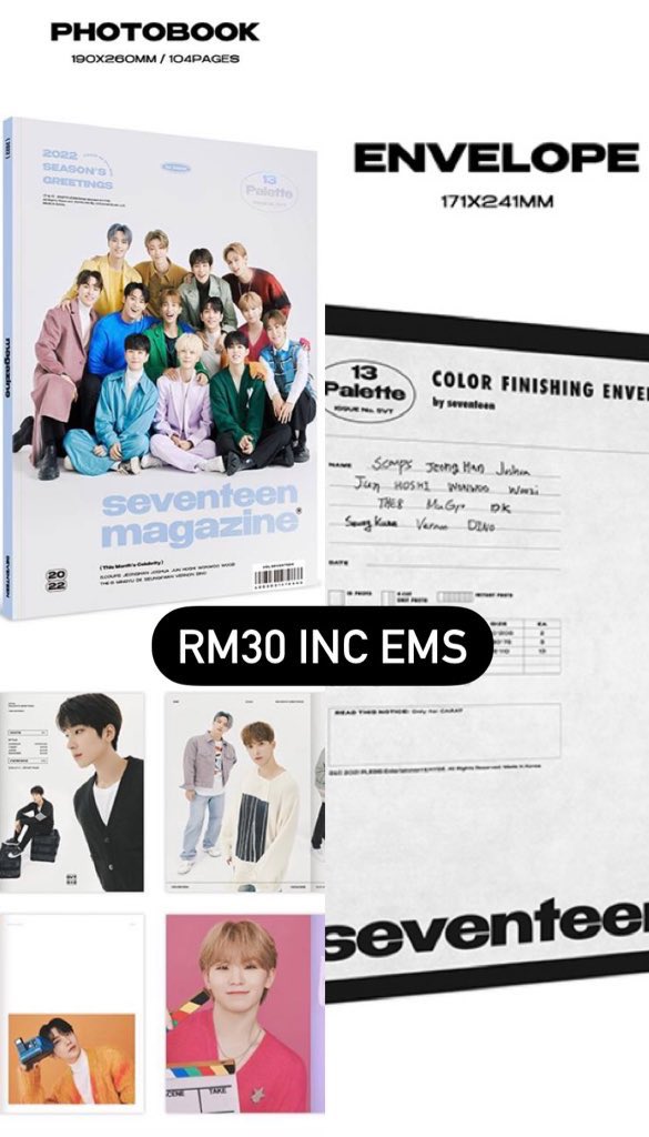 kyeomsgal's tweet photo. WTS 🇲🇾 SVT SG 2022 Loose

✅ Photobook + Envelope (Japan) 
✅ Diary (Global)
✅ Unit Photo C (T8, JH, WZ, JS)

💰Price in picture include ems, exc local postage
💖 Help me clear last slots pls thank you! 

#pasarseventeen #pasarSVT https://t.co/EyxokuTP5e