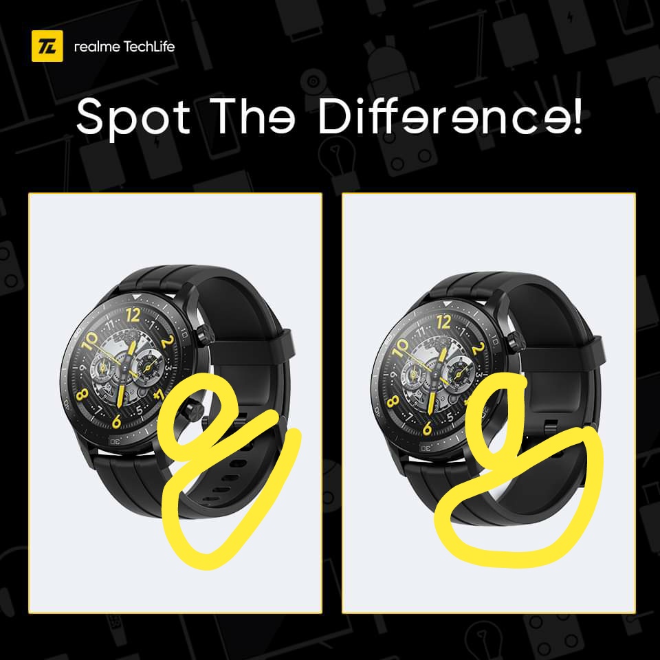 Meeerkhalid's tweet photo. @realmeTechLife Spot the two Difference
1:- Lower button
2:- Locking holes is in difference
#realmeFan
#realmeWatchSpro #Win
#realme
#Contest #realmeFan
@realmeTechLife https://t.co/3ZtLH0Ykzh