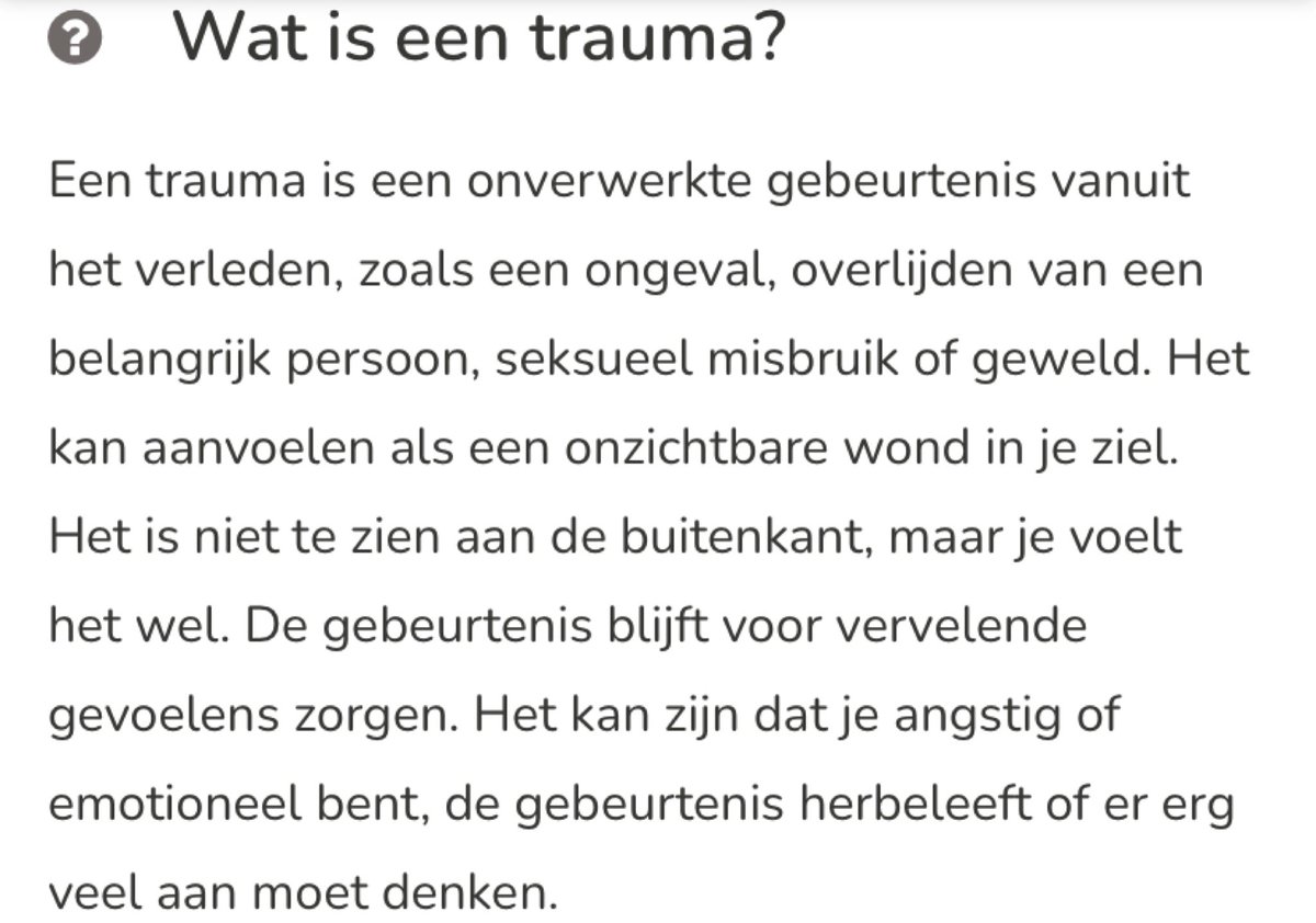 Voor een ieder die het moeten dragen van een mondkapje voor kinderen vanaf groep 6 morgen “traumatisch” noemt of het kind wil beschermen tegen dit “trauma” even wat woordkennis. Bron: Psyned.nl