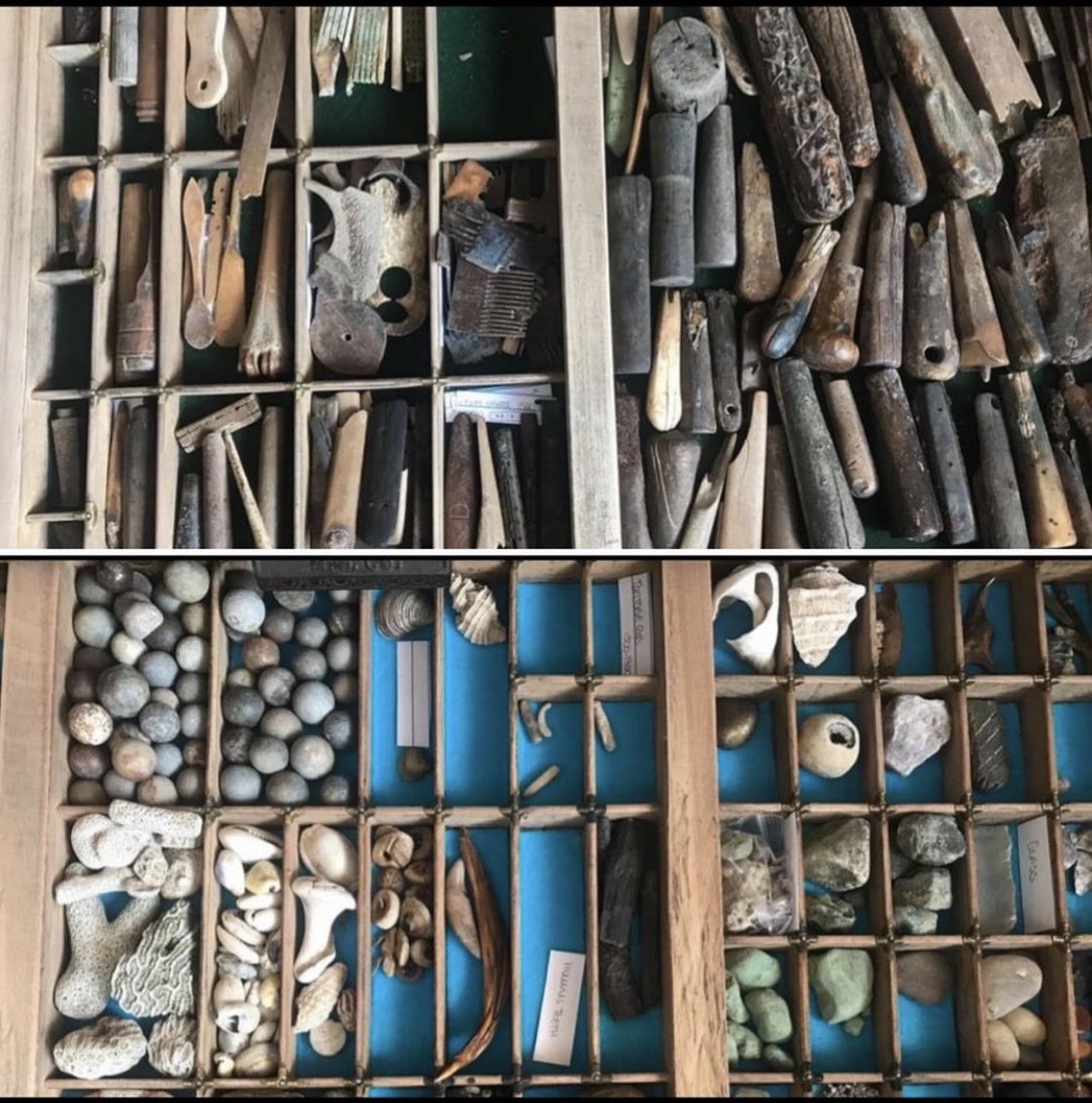 I had a museum for the things I brough home as a child: a dusty old chest of drawers in the barn next to the house. It had peeling veneer, ornate metal looped handles and three deep drawers, to which I assigned a different category of treasure. #mudlarking