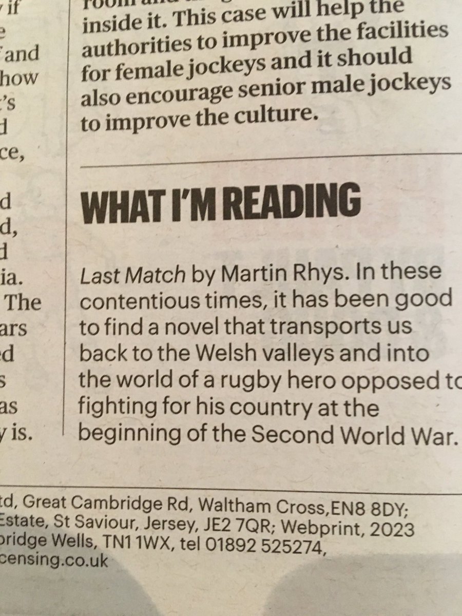 judirhys's tweet photo. So proud to see my husband on ⁦@DavidWalshST⁩ reading list. Thanks for the recommendation, I agree it’s very much worth a read. https://t.co/bgJgs4YLqf