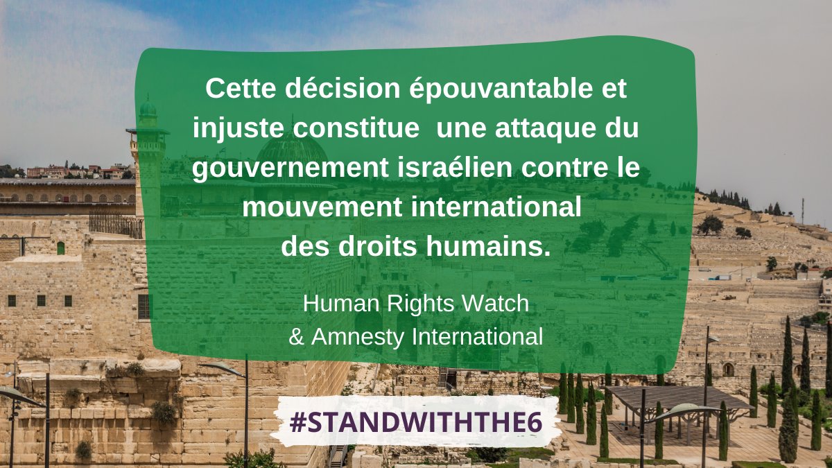 FoEInt_fr's tweet photo. ✊Pleinement solidaires, nous demandons au ministère israélien de la Défense et aux Forces de défense israéliennes d'annuler leurs décrets contre six des + importantes orga. de défense des droits humains en Palestine occupée #StandWithThe6 #PalestineDay https://t.co/co4R3yJ5nM https://t.co/XkUG6glSp3