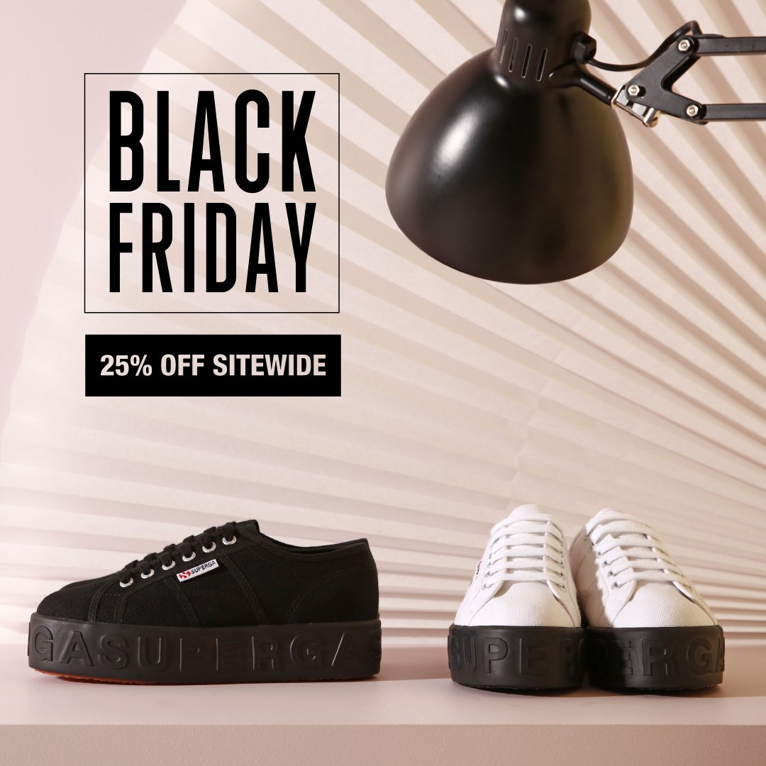 uitglijden Integratie Regeren Superga SA on Twitter: "Enjoy the last of the Black Friday spoils!  👟👟Visit a Superga concept or outlet store and get up to 75% off selected  styles or enjoy our 25% off
