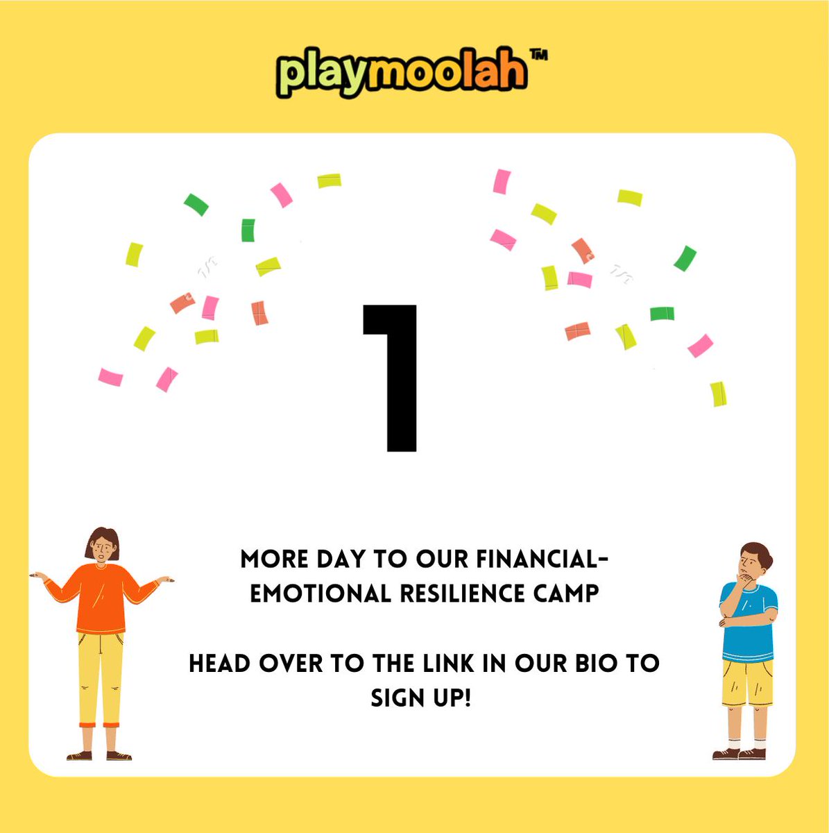 playmoolah's tweet photo. 1 more day till we start camp! 

Keep constantly learning and updating your art of parenting to ensure the right practices for the growth of your children. 

Sign up here: 
Kids - https://t.co/tMGRv0T4ij
Youths - https://t.co/nlyEWv7bhX https://t.co/2qpdXiHZL4