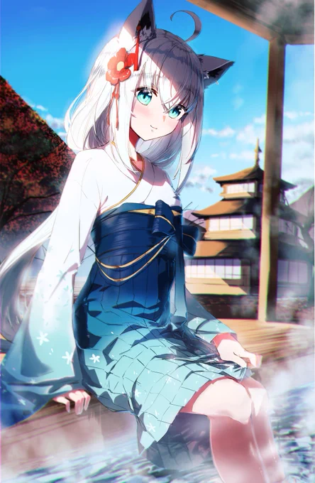 ♨️足湯♨️ #絵フブキ #白上フブキ 
