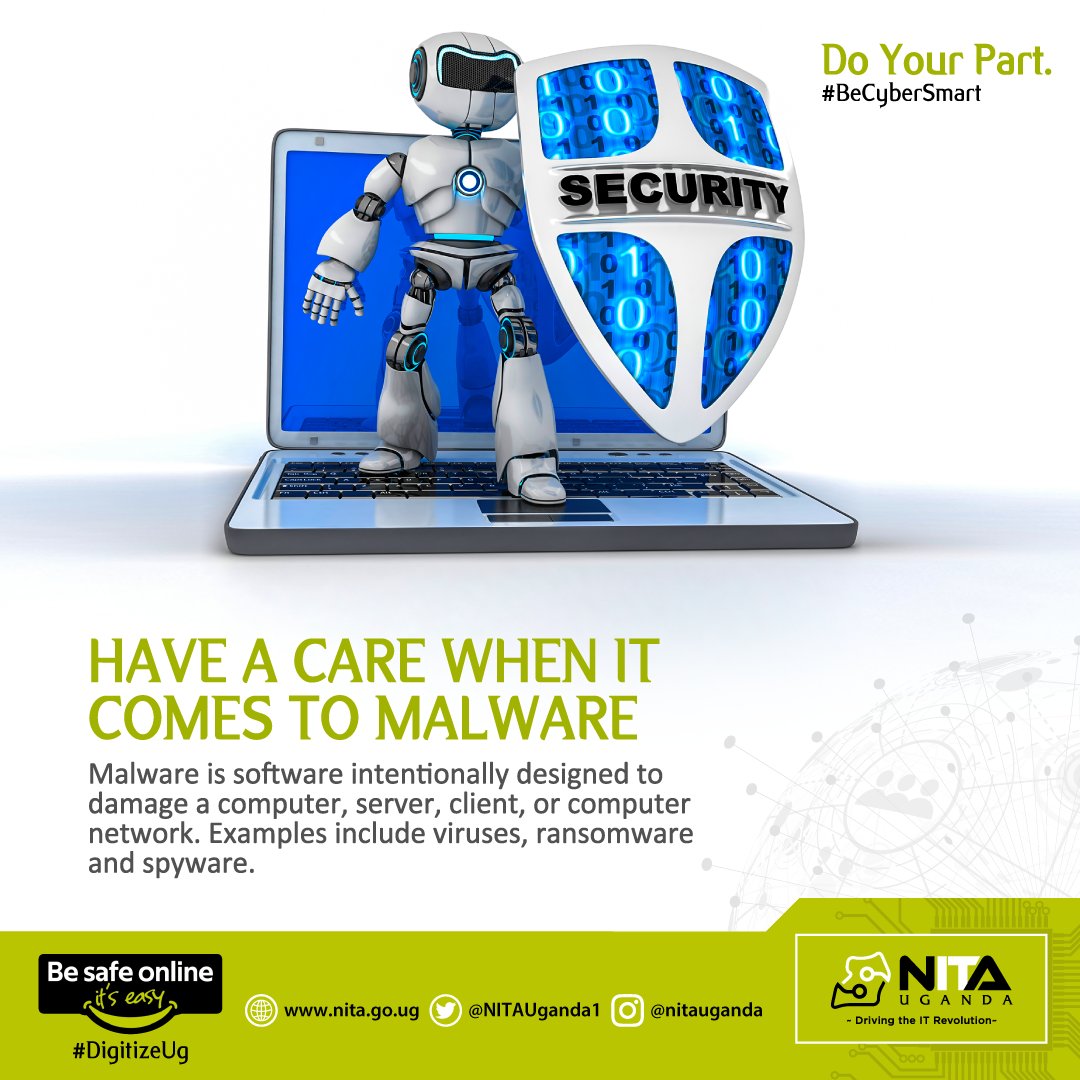 besafeonlineug's tweet photo. Protect your devices and your data from malware attacks by installing anti-virus software, regularly updating software, only buying apps from trusted sources and backing up data regularly.

Visit https://t.co/Usfeoyo1rZ &amp; learn how you can stay safe while online. #BeSafeOnlineUG https://t.co/b2Z90s0KD5