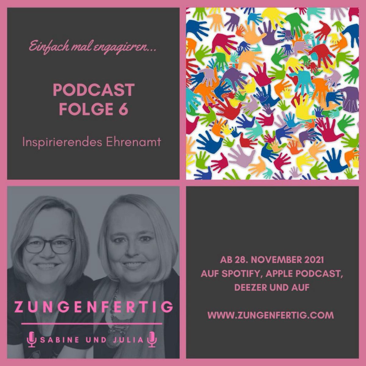 sab_dam's tweet photo. Ab heute zu hören - die 6. Folge von Zungenfertig 🥳

Einfach mal engagieren: Über tolle Begegnungen, politischen Einsatz und persönliche Entwicklungen.

#Podcast #Zungenfertig #Ehrenamt https://t.co/X6jjd6GlyM