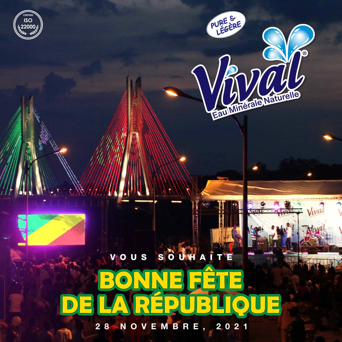 VivalCongo's tweet photo. VIVAL💧vous souhaite bonne fête de la République.🇨🇬

#vival #vivalcongo #iso22000 #bonnefetedelarepublique https://t.co/ulDEYvR1yA