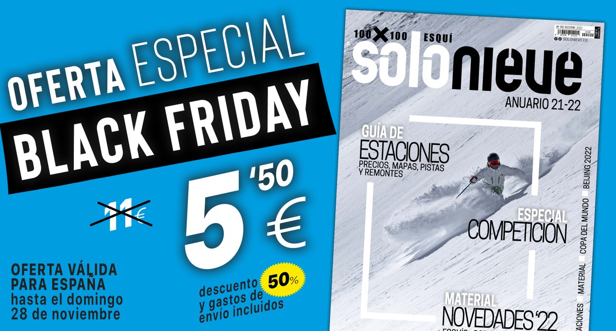 SoloNieve's tweet photo. ¡¡¡Última oportunidad para conseguir el último ejemplar de #SoloNieve a un precio de escándalo!!! 😱😱 Que mañana ya no habrá oferta #Blackfriday 😯
👉 https://t.co/bzdPXQP8Mo 👈 https://t.co/T8ggHuEYHu