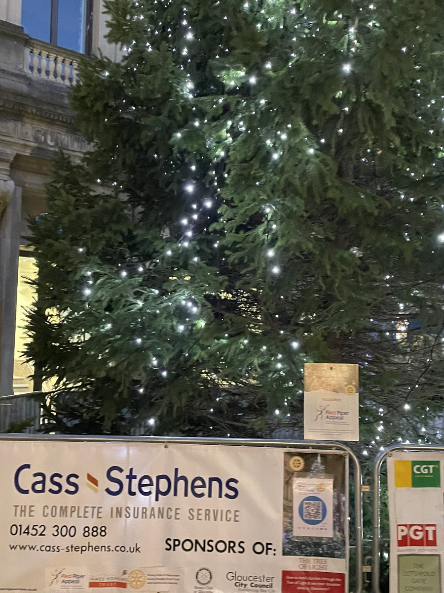 Cass_Stephens's tweet photo. Proud to sponsor the @RotaryGlosUK @glostreeoflight this year.  Great turn out yesterday for the switch in spite of the weather. To donate https://t.co/kEYKx8kuAu. #christmas https://t.co/HQ04axtWJ4