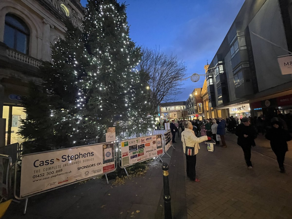Cass_Stephens's tweet photo. Proud to sponsor the @RotaryGlosUK @glostreeoflight this year.  Great turn out yesterday for the switch in spite of the weather. To donate https://t.co/kEYKx8kuAu. #christmas https://t.co/HQ04axtWJ4
