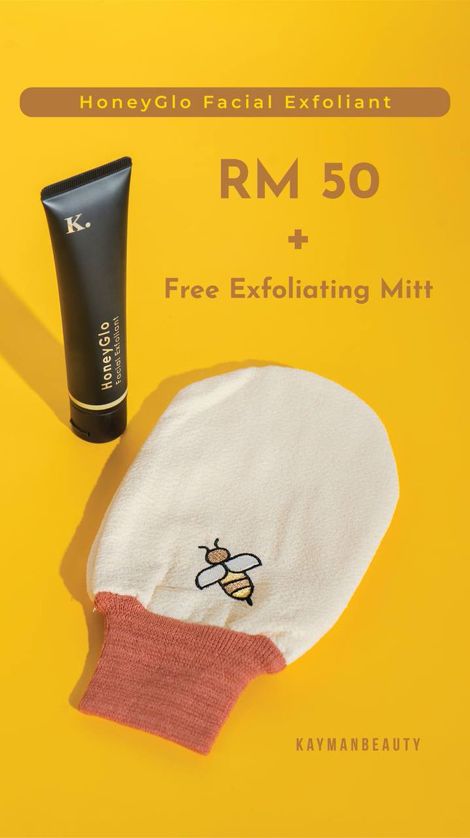 byface_'s tweet image. Get a FREE Kayman Exfoliating Mitt when you purchase HoneyGlo Facial Exfoliant! 🐝

Made with viscose cotton blend and embroidered on both sides to removes dead skin cells ✨

Intro price HGE valid until 30th Nov.
Hurry up and order yours 🐝
#teambyface #YouLookSoPine #codsubang