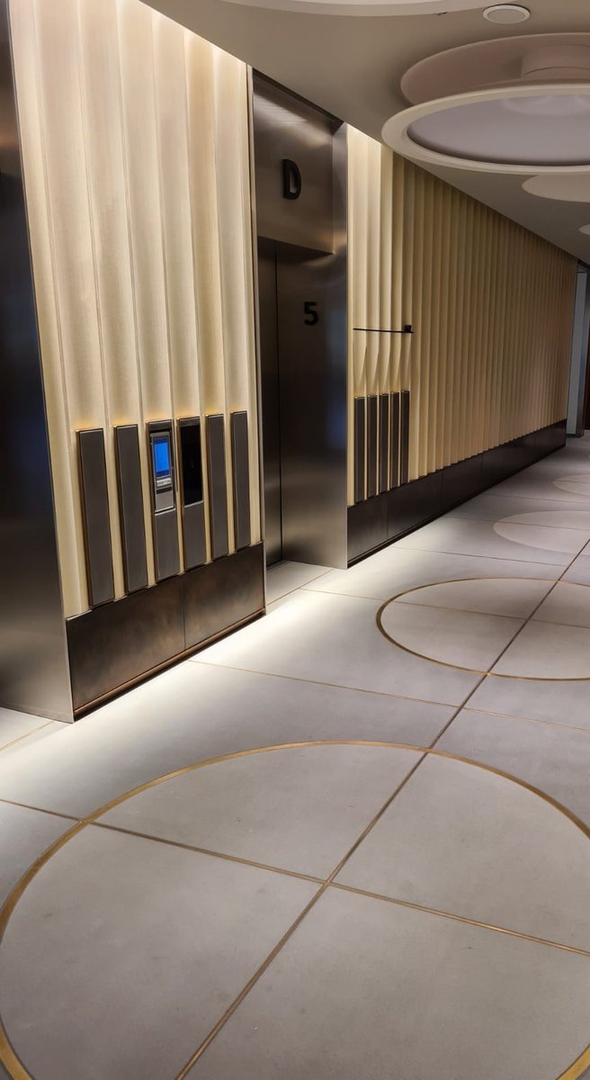 Recent re-patination lift lobby London.