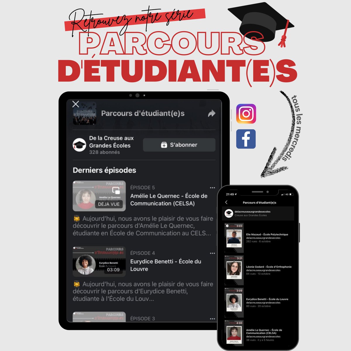 dtgecreuse's tweet photo. 🎥 Depuis le mois d’octobre, nous vous donnons rendez-vous tous les mercredis à 17h sur notre Instagram et notre Facebook pour découvrir en vidéo le parcours d’un(e) étudiant(e) originaire de la Creuse ! https://t.co/HakIjiezWE