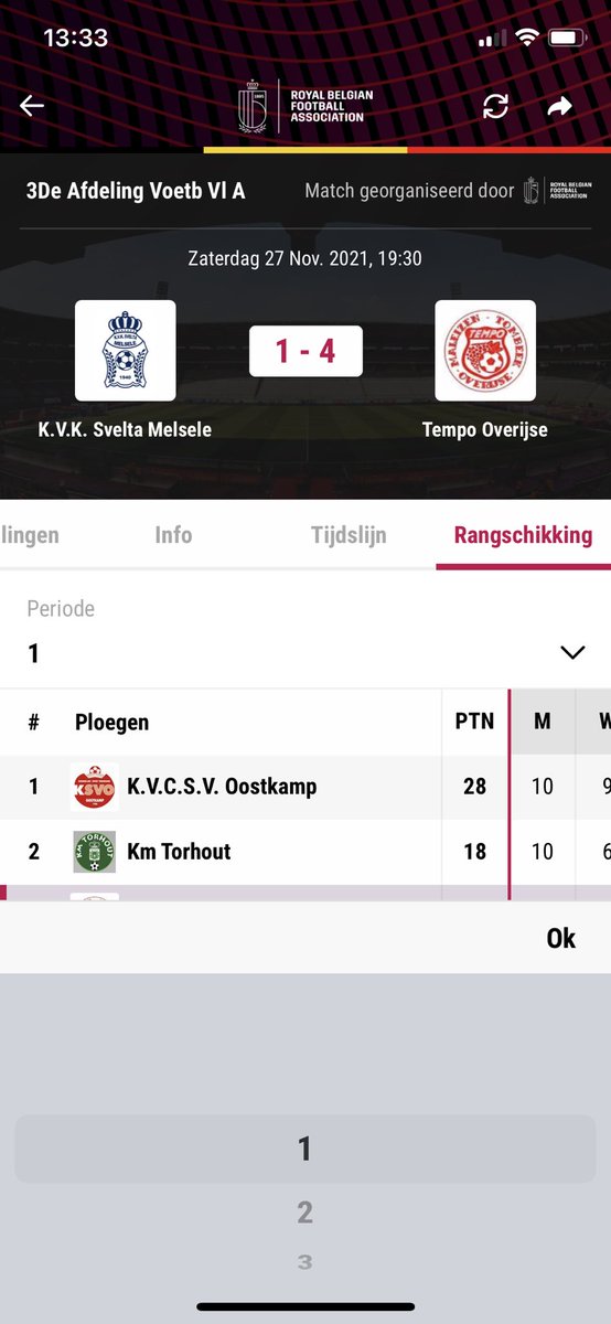 Veusy's tweet photo. Hallo @RoyalBelgianFA : Hoe krijg je de volledige rangschikking te zien in de app ? https://t.co/sroBAAtfaA