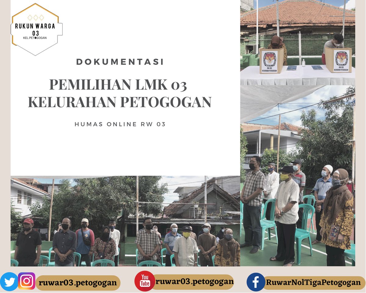 ruwar03's tweet photo. Assalamualaikum wr wb..
Selamat Sore Sobat 03, Alhamdulillah hari sabtu tanggal 27 November 2021 telah berlangsung pemilihan LMK 03 Petogogan.
.
Kami segenap Pengurus RW 03 dan Seluruh Panitia Pemilihan Bakal Calon LMK 03 ucapkan Selamat dan Sukses untuk Bapak Suwarno https://t.co/Tgo67TEpms