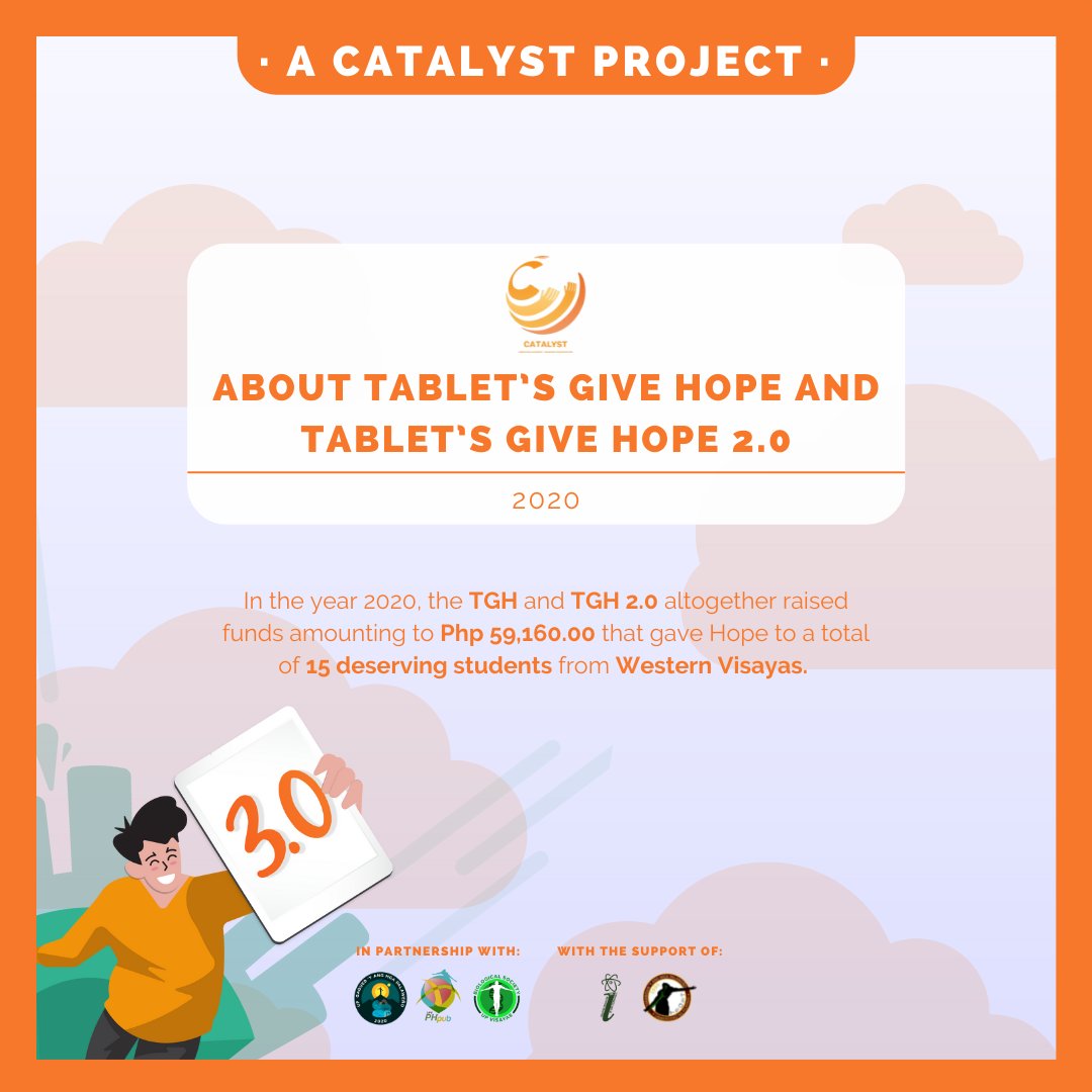 upv_bio's tweet photo. In the past year, Catalyst Project: TabLet's Give Hope was successful in taking the initiative to help the less fortunate students of Western Visayas. This 2021, the @CatalystUPV is aiming for greater heights as the project goes nationwide.
#TGH3GoesNationwide #CatalystUPV https://t.co/R0yXLtFbtW