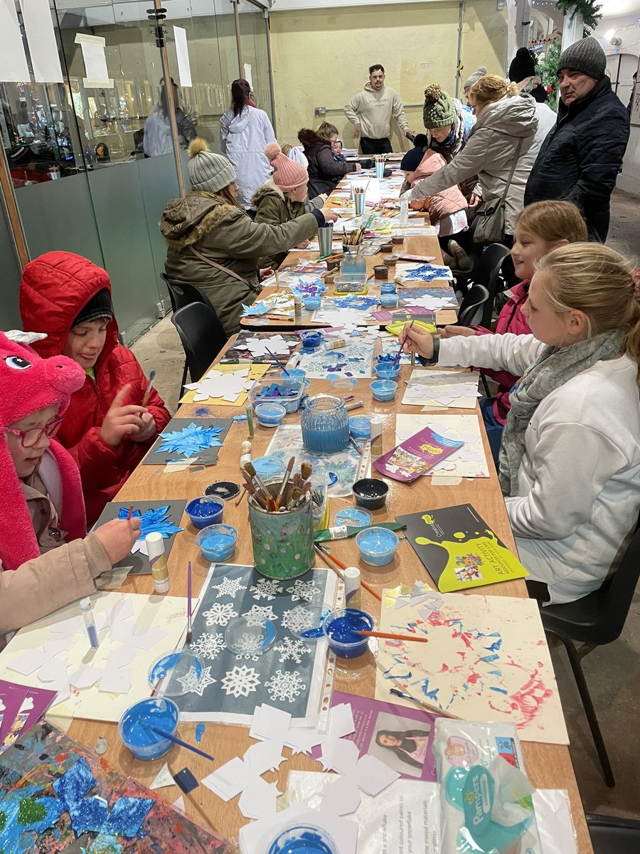 creativemojoMD's tweet photo. WOW! What a day at @TivertonMarket for the #lightswitchon yesterday. We made some incredible pieces that will be displayed and also some fantastic Christmas Cards - and it turns out under 7s are a lot better at word searches than I am! Thank you to everyone who came along 🤍 https://t.co/AZ9yLlXk5n
