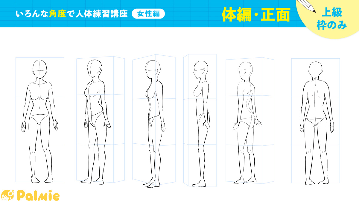 いろんな角度で人体練習講座(女性編)3周目
体編・正面完了しました。 まだ、あおりとふかんが残ってる… #パルミー
←2周目 3周目→ 